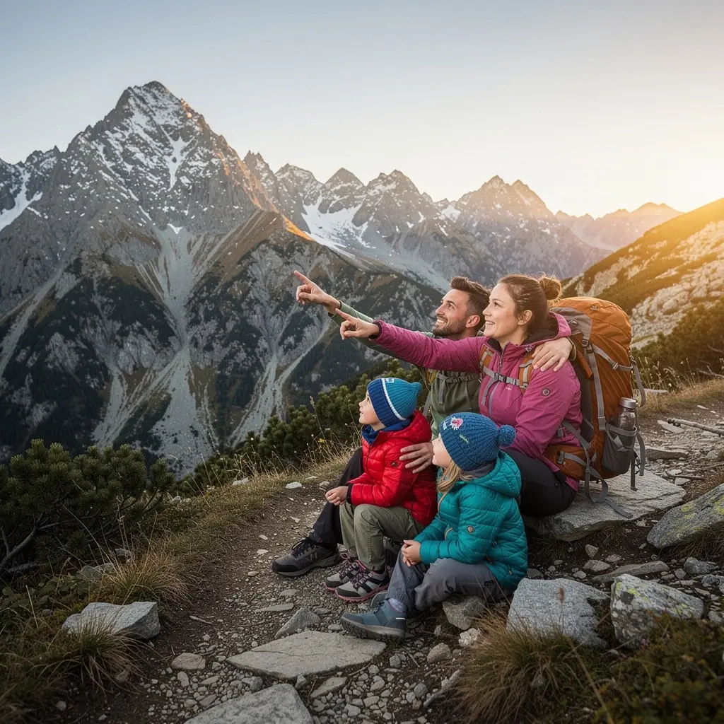 Visitors marveling at the intricate architecture of St. Martin's Cathedral in Bratislava during sunset.
